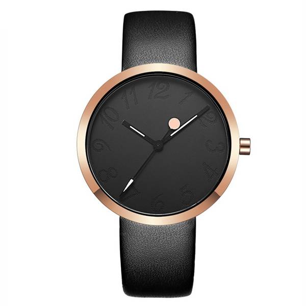 CRRJU 2124 Simple Design Women Wrist Watch Genuine Leather Strap Quartz Watches