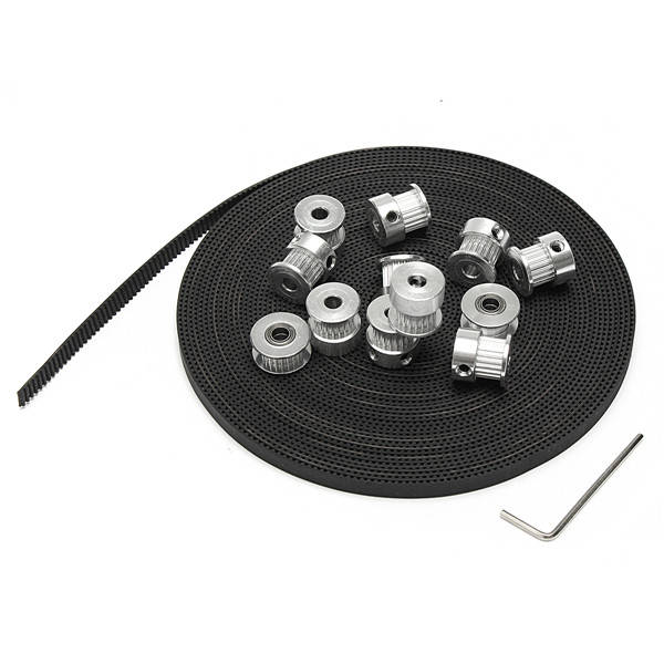 10pcs GT2 20T Bore 6mm Timing Pulley with 10m Belt and Tensioner