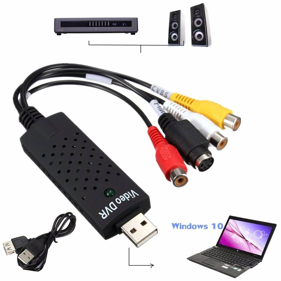 DC5V USB Video Capture Card TV Tuner LED VCR DVD Audio Adapter Converter