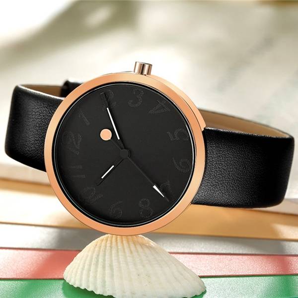 CRRJU 2124 Simple Design Women Wrist Watch Genuine Leather Strap Quartz Watches