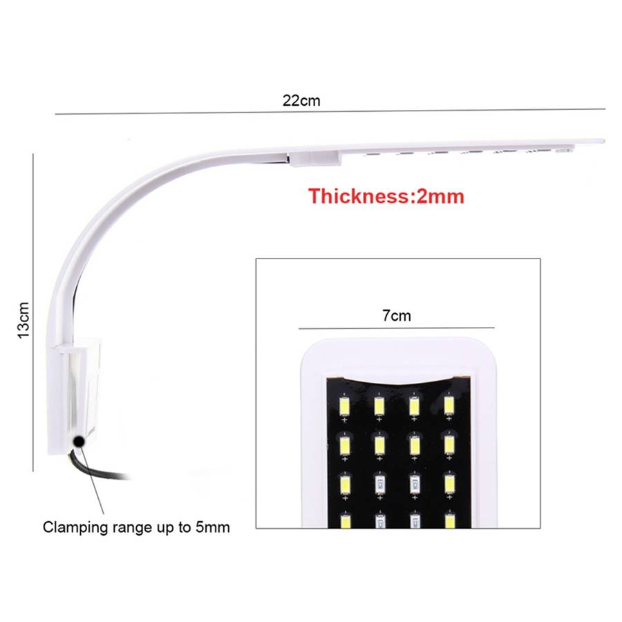 10W 5730 24 LED Aquarium Light Clip Fish Tank Lamp White:Blue 5:1 AC220V - 0.10kg