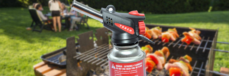 360 Degree Portable Gas Torch Flamethrower Burner Butane Gas Blow Outdoor Camping BBQ Baking Meat Tools 