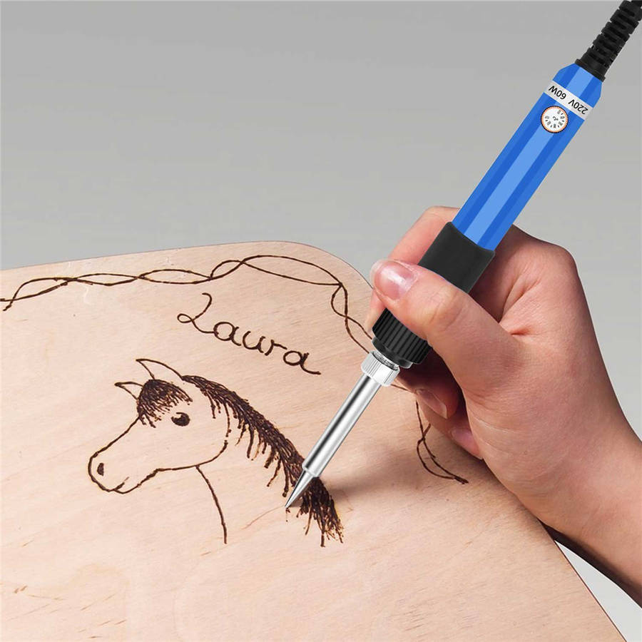 37Pcs 60W Solder Iron Wood Burning Pyrography Pen Kit Tools Adjustable Temperature Tool