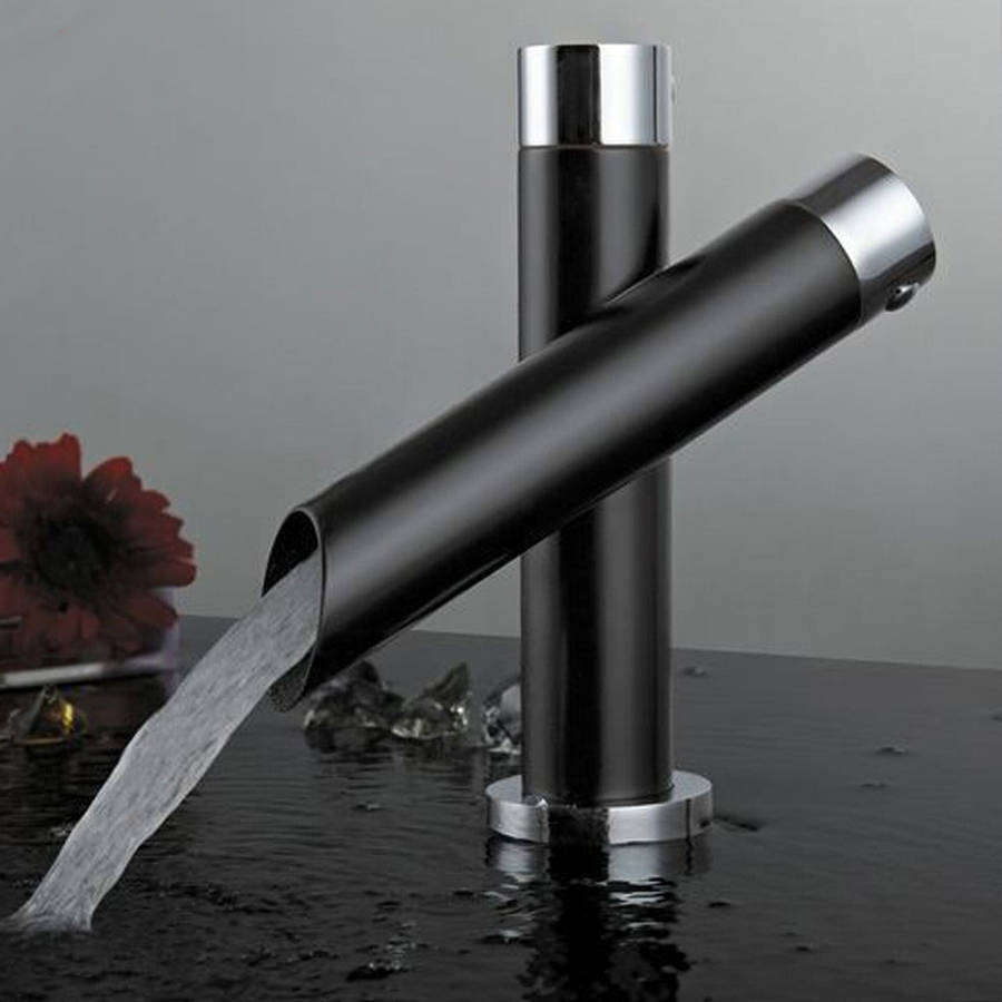 Kitchen Unique Single Handle Black Bathroom Bath Basin Sink Mixer Tap Waterfall Faucet