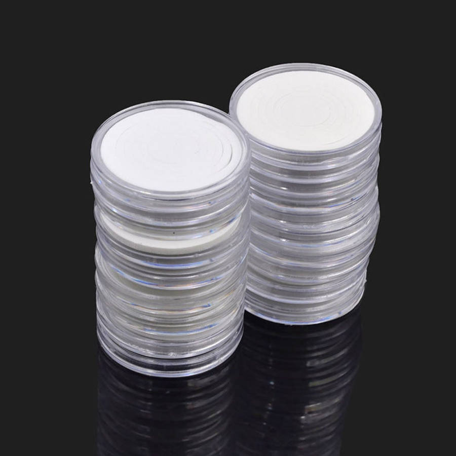 20pcs Round Coins Capsules Holders Portable Storage Box Cases Box Container Display