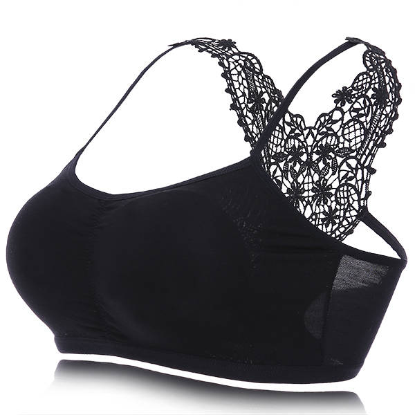 Sexy Pleasing Sling Back Ruffle Bowknot Cross-criss Wireless Padding Bras Crop Tank Tops