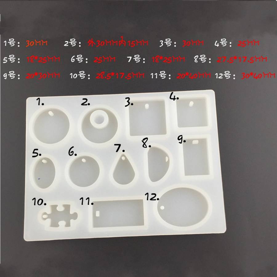 12 Models Silicone Mold Mould Resin DIY Pendant Jewelry Tools Accessories