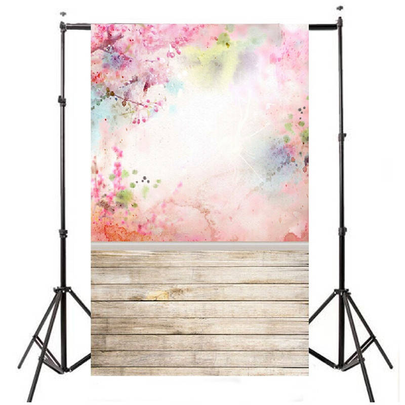 3x5ft Vinyl Retro Wood Wall Pink Sakura Photography Background Studio Photo Prop Backdrop - 0.14kg