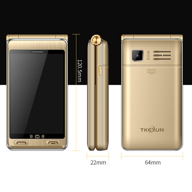 TKEXUN G10+ Flip Analog TV 6500mAh 4.0 Inch Dual Touch Screen Dual Flashlight Dual SIM Feature