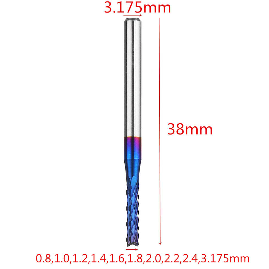 Drillpro 10pcs 0.8-3.175mm Blue NACO Coated PCB Bits Carbide Engraving Milling Cutter For CNC Tool Rotary Burrs