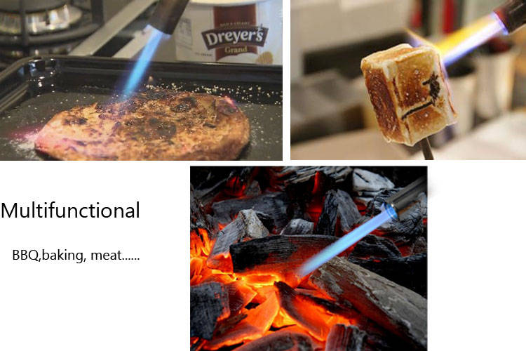 360 Degree Portable Gas Torch Flamethrower Burner Butane Gas Blow Outdoor Camping BBQ Baking Meat Tools 