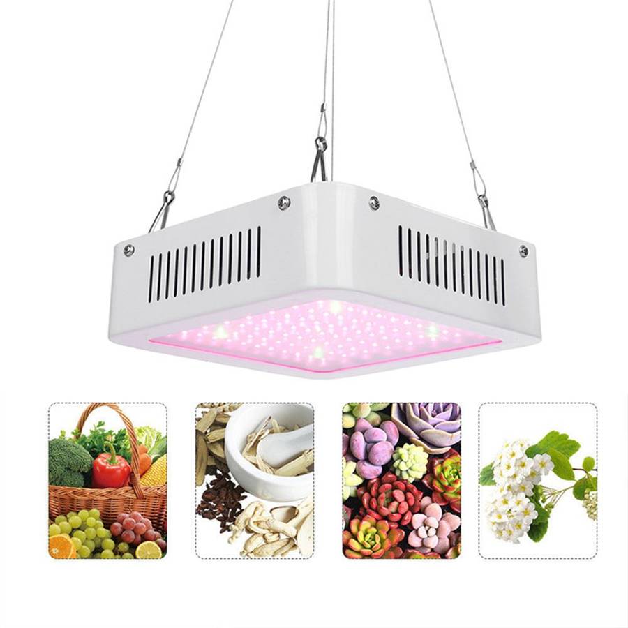 100W Square 96 LED Grow Light Red: Green 8:1 Full Spectrum Kit Indoor Plant Lamp A... (PLUG: EUPLUG)