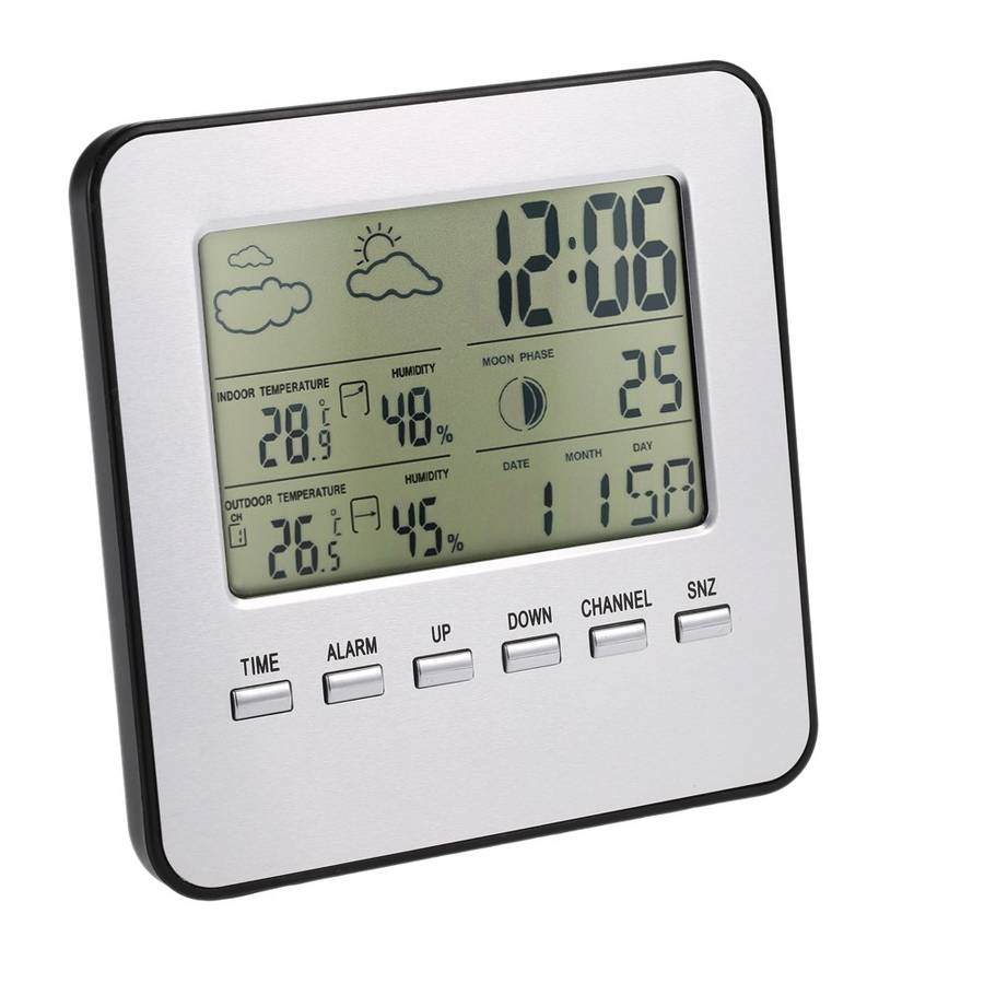 Digital Indoor Outdoor Thermometer Hygrometer Wireless Weather Station Clock