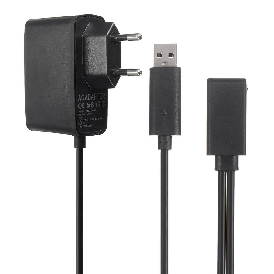 2.3m USB AC Adapter Power Supply Cable for Xbox 360 Kinect Sensor EU/US Plug