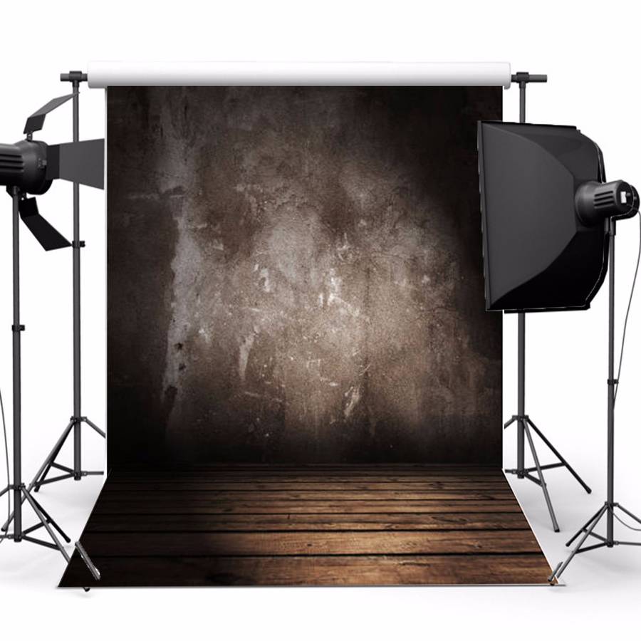 5x7FT Vinyl Retro Gray Wall Photography Background Wood Floor Backdrop Props