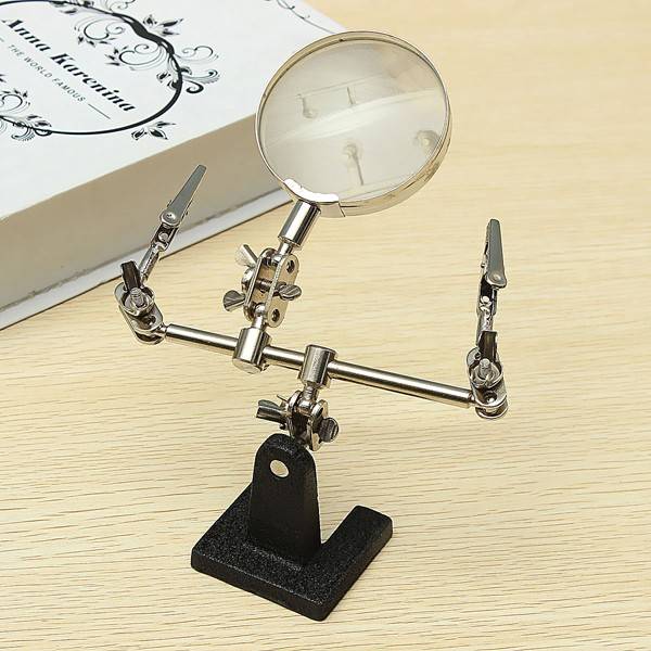 Hand Soldering Iron Stand Helping Clamp Magnifying Tool Auxiliary Clip Magnifier Station Holder