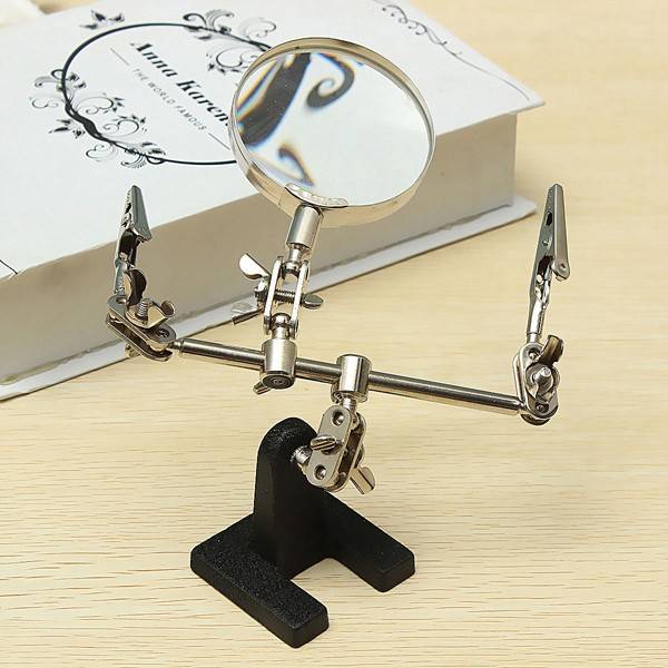 Hand Soldering Iron Stand Helping Clamp Magnifying Tool Auxiliary Clip Magnifier Station Holder