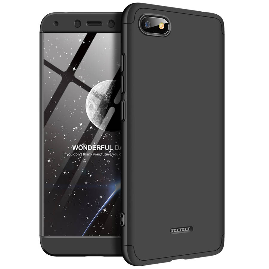 Bakeey 3 in 1 Double Dip 360 Hard PC Full Protective Case For Xiaomi Redmi 6A (COLOR: BLACK)