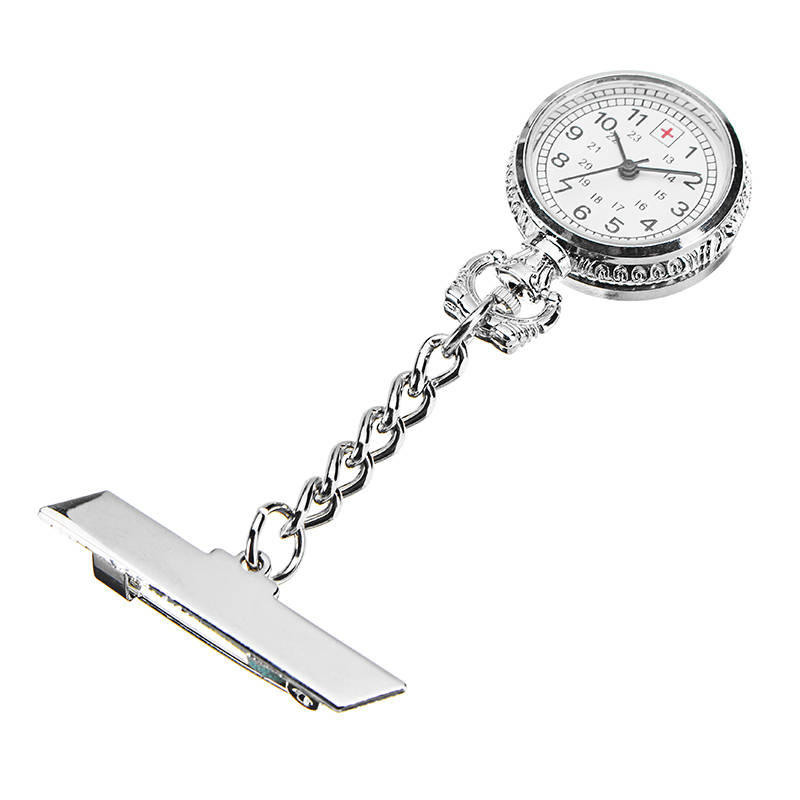 Nurse Silver White Dial Quartz Pocket Watch