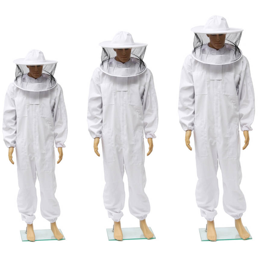 Beekeepers Bee Keeping Cotton Full Protector Suit With Veil Hat Hood Bee Suit XL XXL XXL (SIZE: XL)