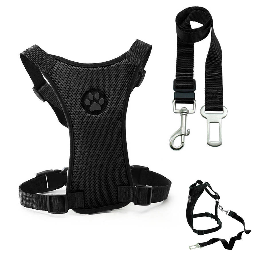 Size M Air Mesh Dog Car Seat Belt Adjustable Harness with Clip Lead Pet Travel