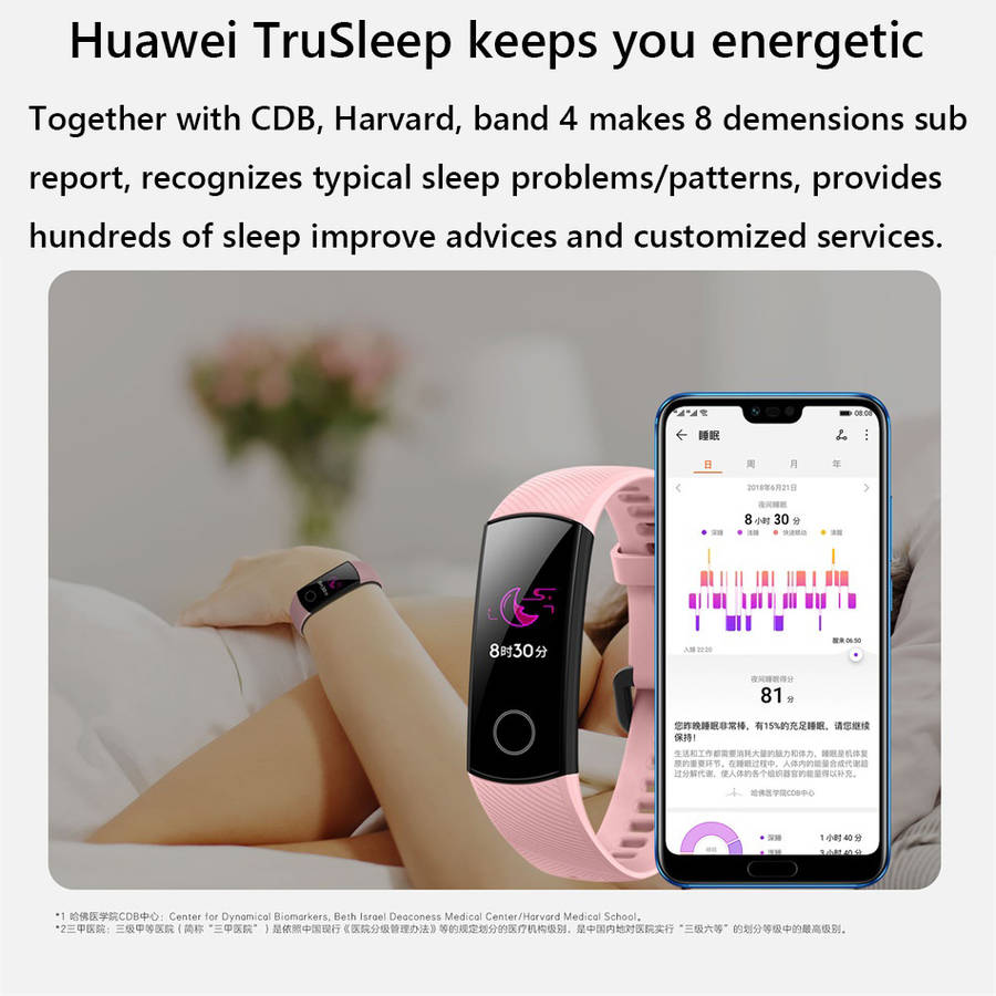 Huawei Honor Band 4 0.95 AMOLED 2.5D Swim Posture Detect Heart Rate Sleep Snap Monitor Smart Watch