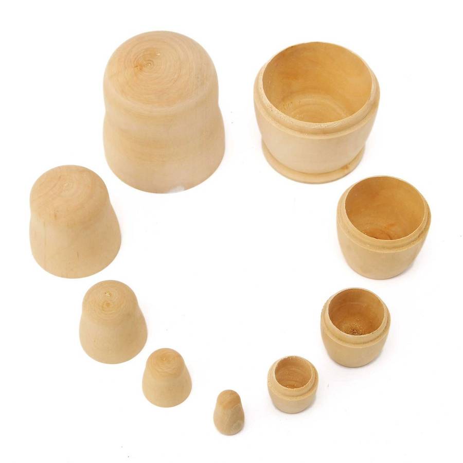 5Pcs DIY Blank Wooden Matryoshka Doll Nesting Dolls Animal Russian Doll Paint Set