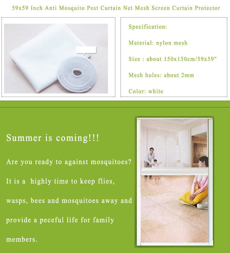 59x59 Inch Anti Mosquito Pest Curtain Net Mesh Screen Curtain Protector