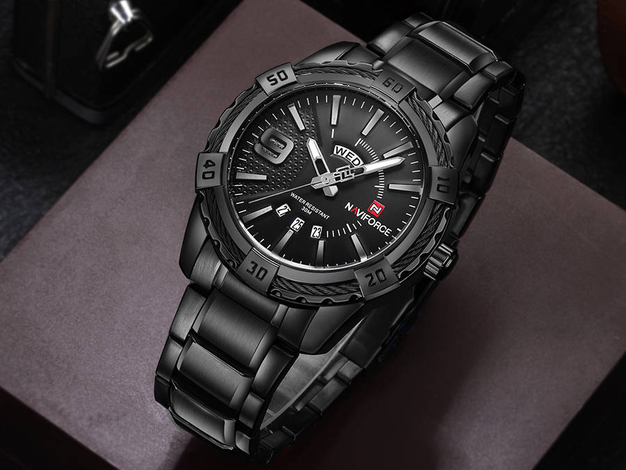 NAVIFORCE 9117 Waterproof Men Wrist Watch Calendar Full Steel Quartz Watches - 0.10kg