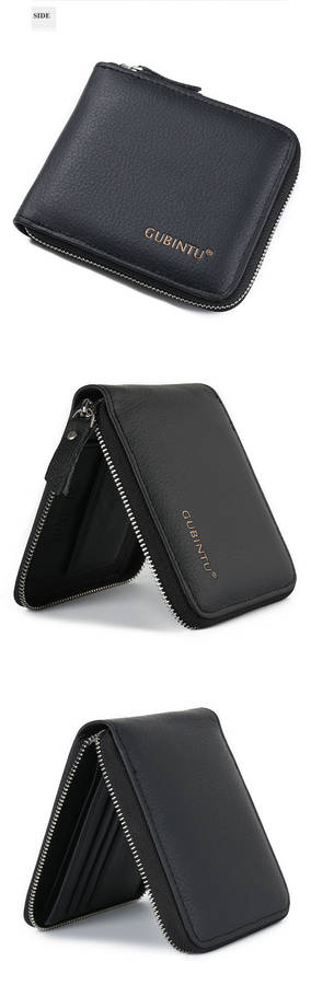 Genuine Leather Multifunction Wallet Zip Around Coin Bag Card Holder for Men