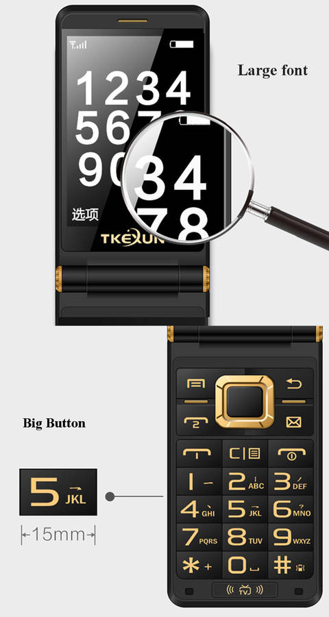 TKEXUN G10+ Flip Analog TV 6500mAh 4.0 Inch Dual Touch Screen Dual Flashlight Dual SIM Feature