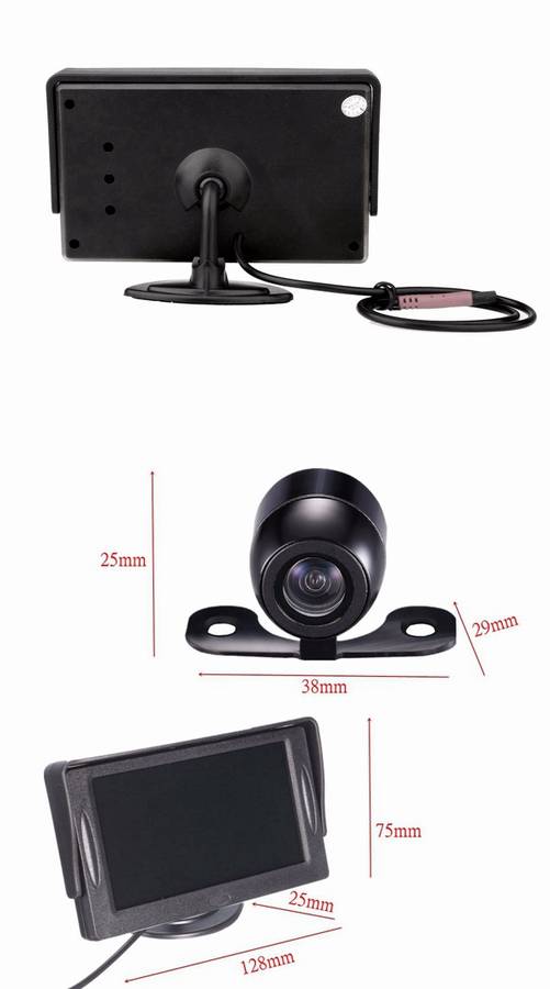 4.3 inch Car TFT LCD Monitor Reversing Parking Rearview Camera Recording VCR Sunshade Kit