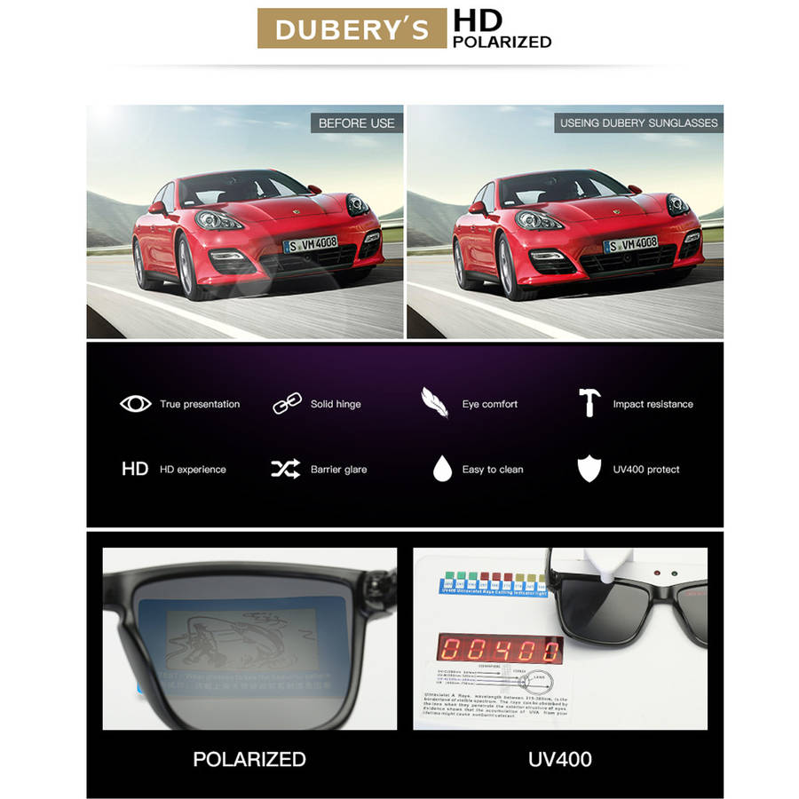 DUBERY D918 Polarized Sunglasses Square UV400 Men Women Outdoor Sports Cycling Driving Sunglasses
