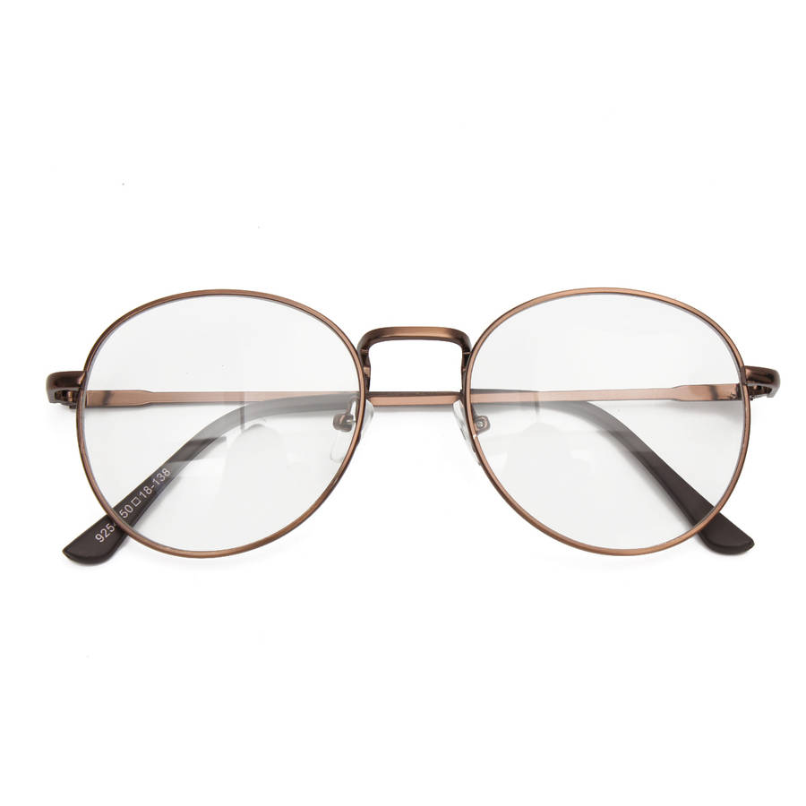 Unisex Retro Vintage Oval Eyeglasses Frame Spectacles Clear Plain Glasses  (COLOR: BROWN)