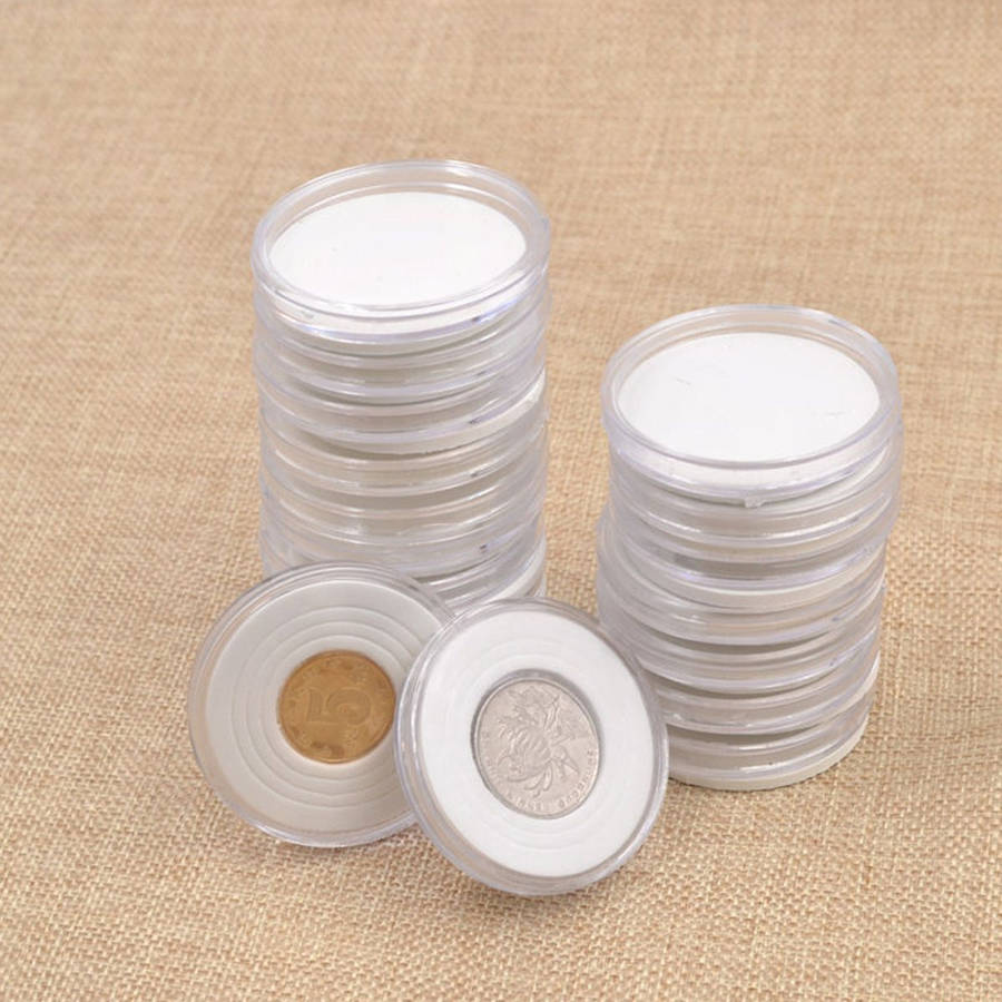 20pcs Round Coins Capsules Holders Portable Storage Box Cases Box Container Display