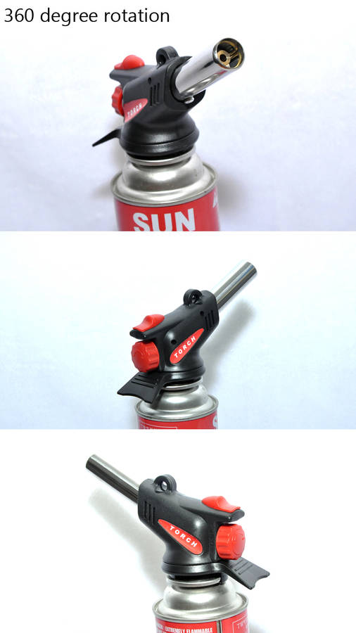 360 Degree Portable Gas Torch Flamethrower Burner Butane Gas Blow Outdoor Camping BBQ Baking Meat To
