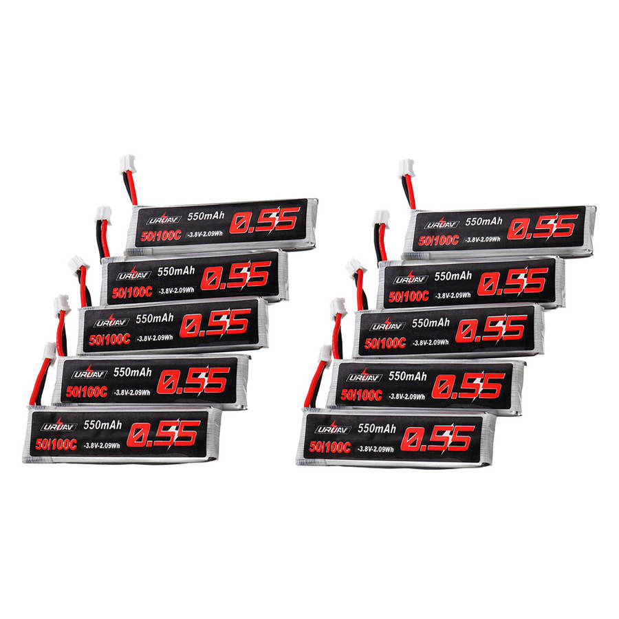 10Pcs URUAV 3.8V 550mAh 50/100C 1S HV 4.35V PH2.0 Lipo Battery for Emax Tinyhawk Kingkong/LDARC TINY