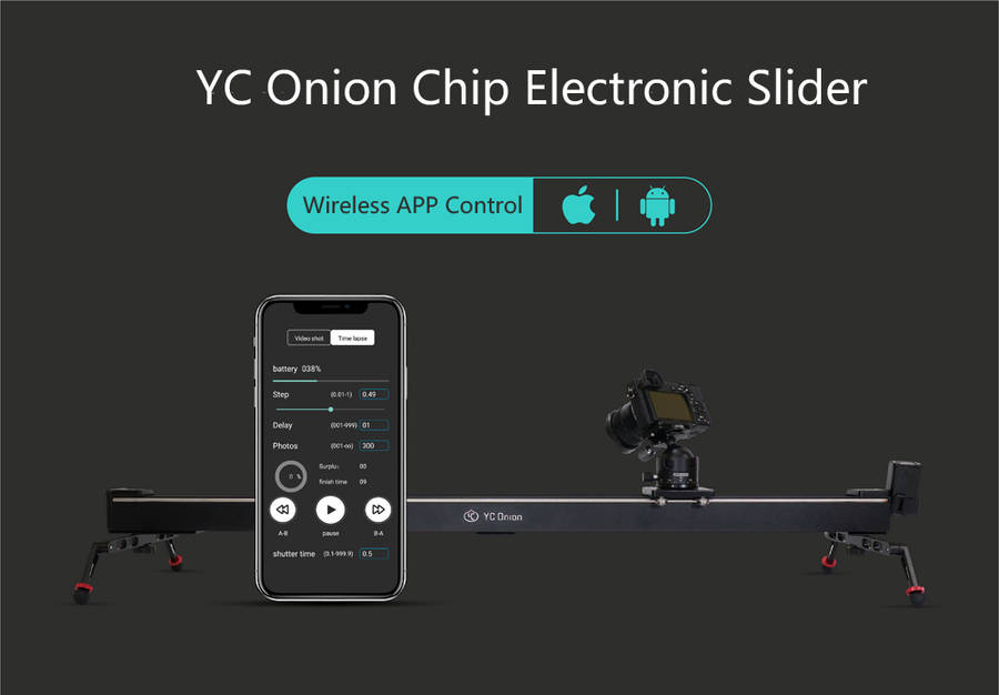 YC Onion Chips 1M Aluminum Motorized Bluetooth APP Control Slider Dolly Stabilizer - 0.10kg