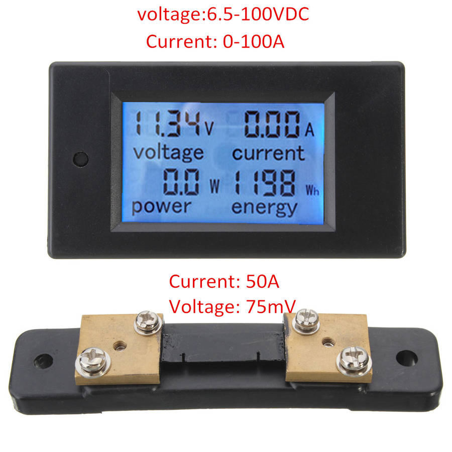 Excellway® 100A DC Digital Multifunction Power Meter Energy Monitor Module Volt Meterr Ammeter With 50A Shunt Excellway power meter