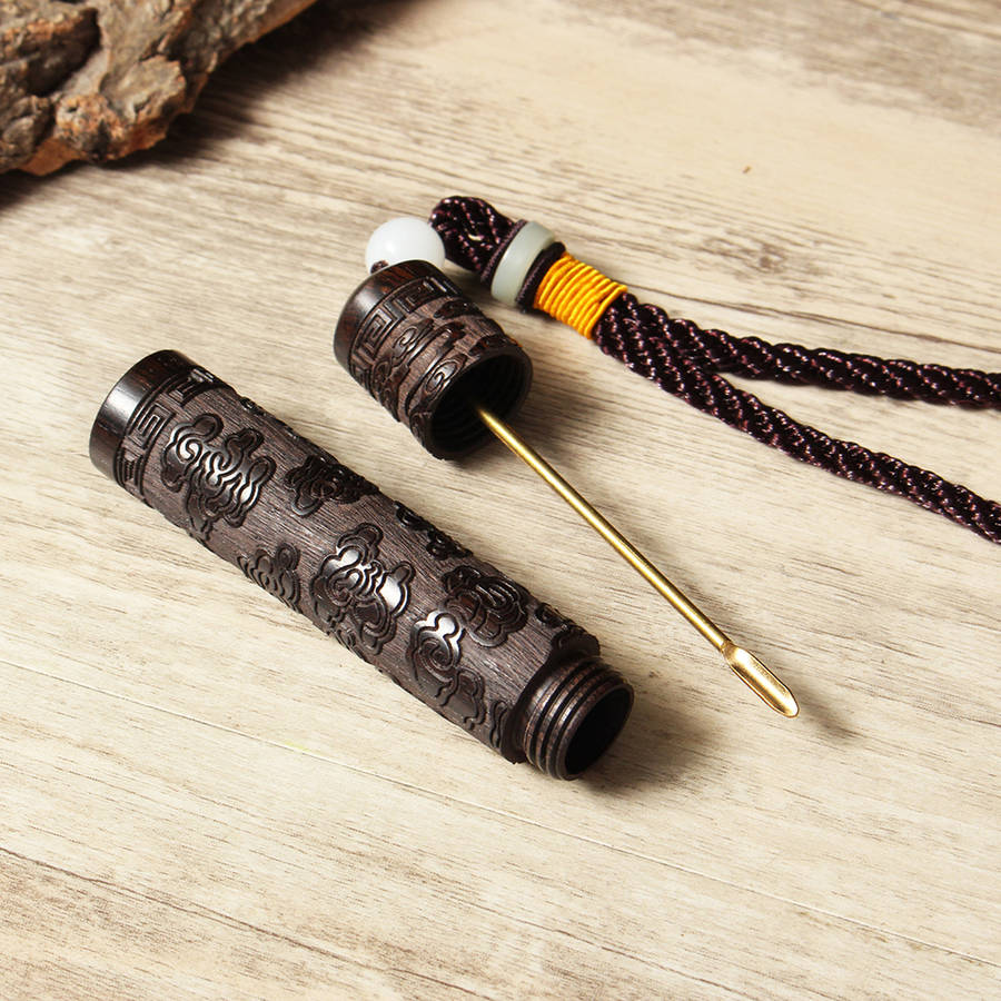 Snuff Bottle Spoon Bullet Ebony Portable Vial Fragrance Toothpick Case Container