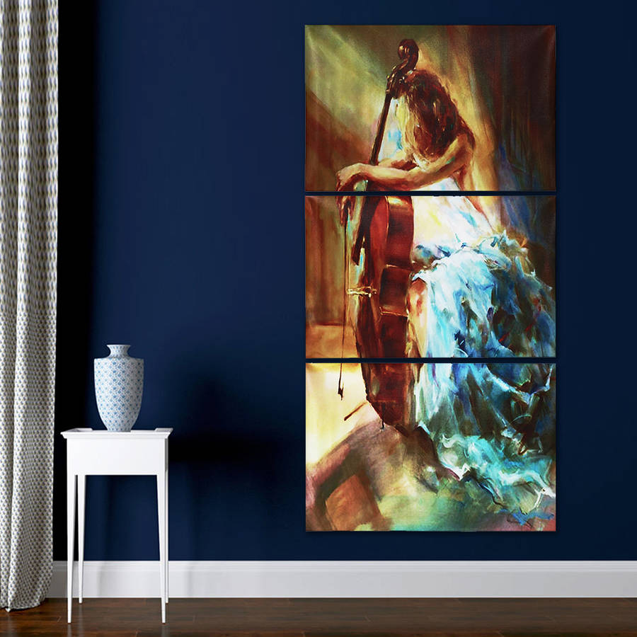 3Pcs Modern Violin Girl Canvas Print Paintings Pictures Art Home Decor Unframed