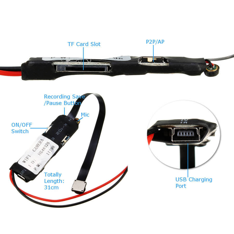 Mini Wireless WiFi IP Hidden Camera DIY Module P2P Network Camera for iOS Android