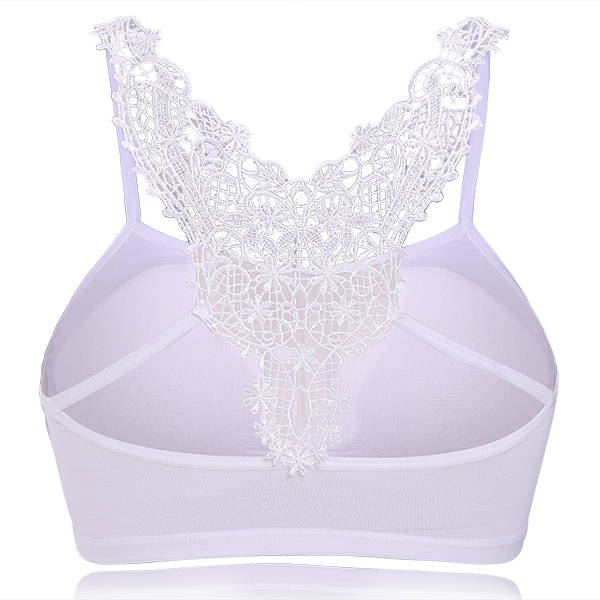 Sexy Pleasing Sling Back Ruffle Bowknot Cross-criss Wireless Padding Bras Crop Tank Tops