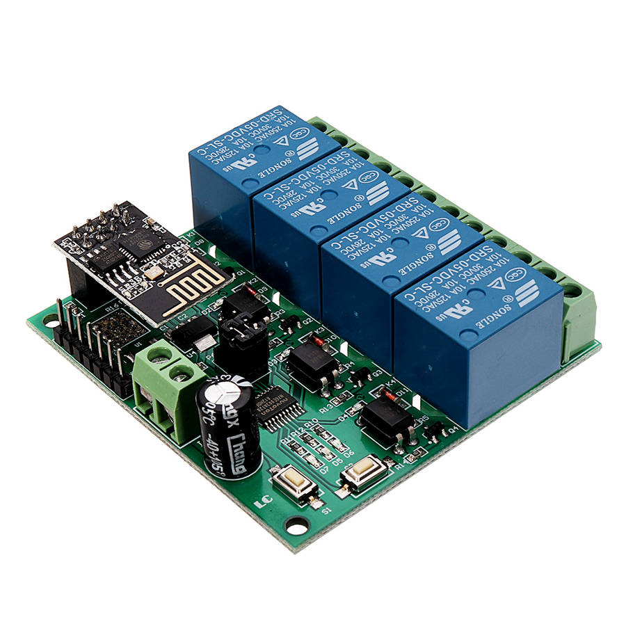 DC5V ESP8266 Four Channel Wifi Relay IOT Smart Home Phone APP Remote Control Switch - 0.06kg