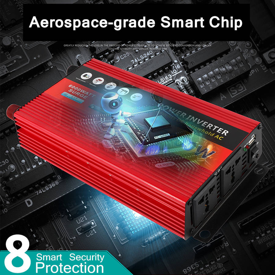 12V TO 220V Solar Inverter 3000W Power Inverter Dual Turbine Cooling System Inverter