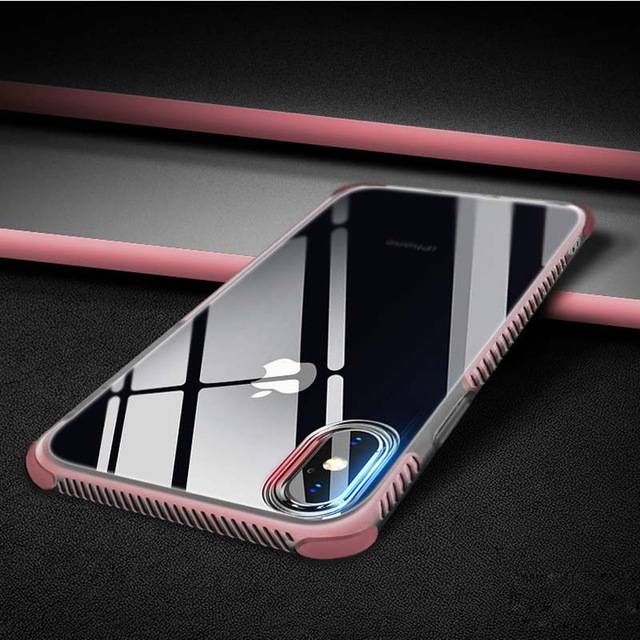 Bakeey 2 in 1 Removable Airbag Transparent Soft TPU Protective Case for iPhone X (COLOR: PINK)