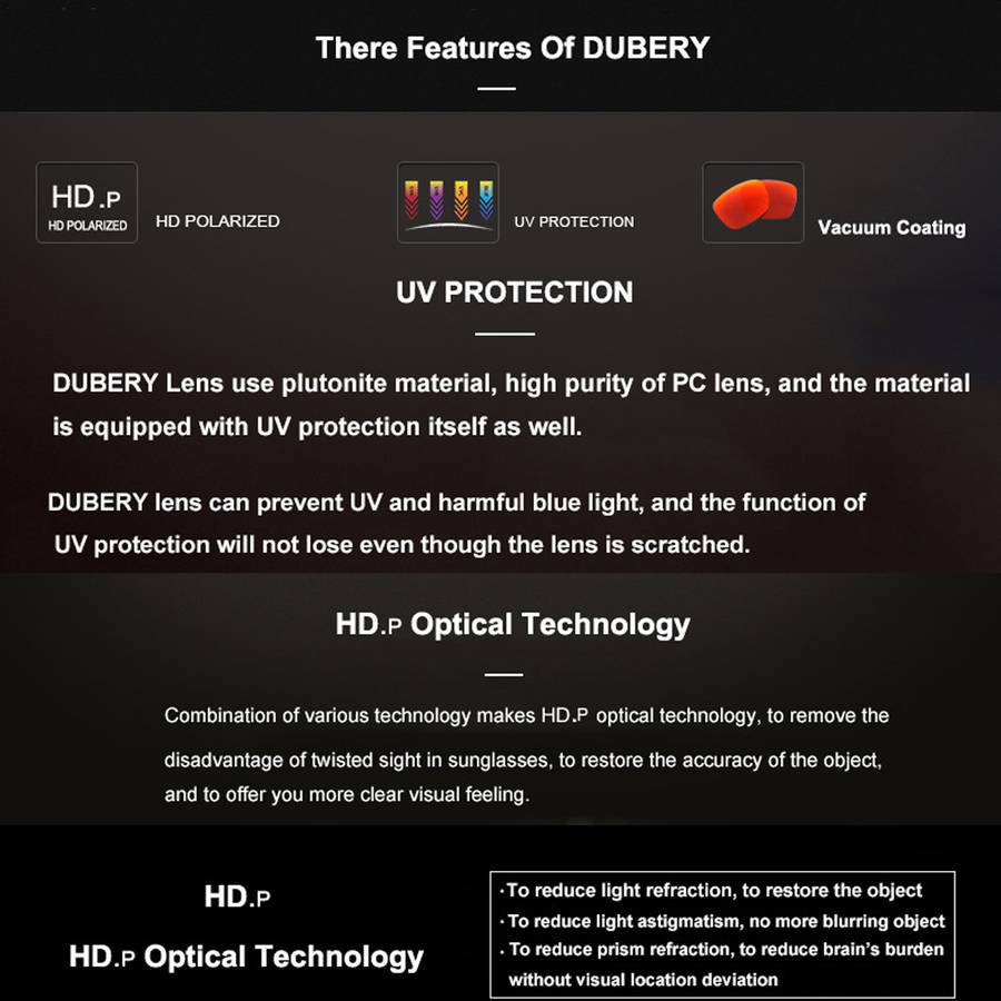 DUBERY D918 Polarized Sunglasses Square UV400 Men Women Outdoor Sports Cycling Driving Sunglasses