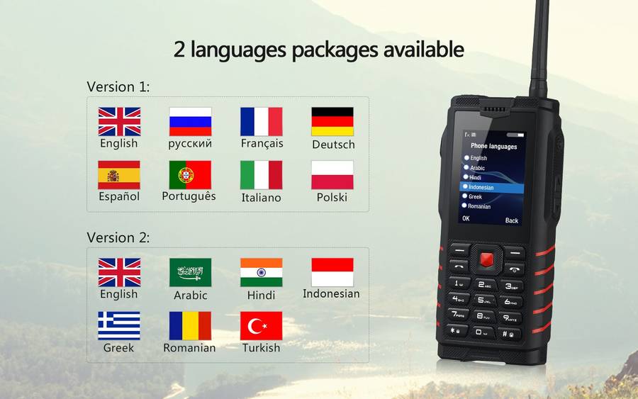 ioutdoor T2 IP68 Waterproof 2.4'' 4500mAh UHF Walkie Talkie Bluetooth Dual SIM Card Feature Phone -