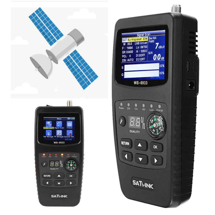 Satlink WS-6933 DVB-S2 FTA Digital Satellite Finder Meter LCD Flashlight
