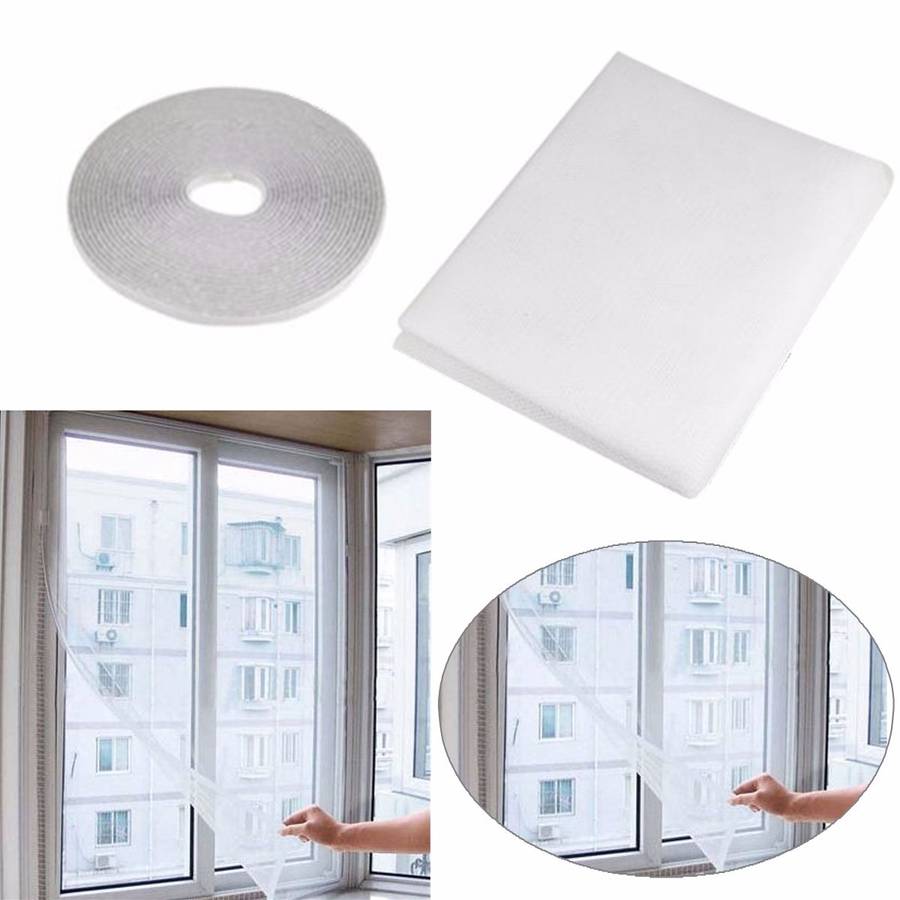 White Insect Mosquito Door Window Mesh Screen Sticky Nylon Tape Net Window Film
